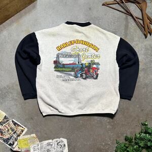 Vintage 90s Harley Davidson Full Zip Up Sweatshirt Mens XL Grey Black 1998 Biker